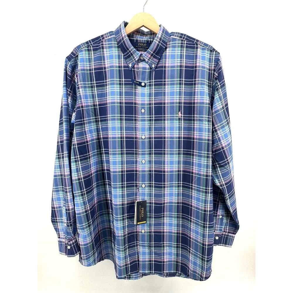 NWT‎ Polo Ralph Lauren Performance Plaid Shirt Mens 2XLT Wicking